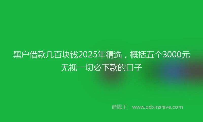 黑户借款几百块钱2025年精选，概括五个3000元无视一切必下款的口子