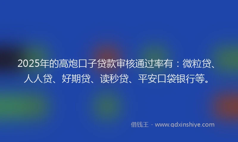 2025年的高炮口子贷款审核通过率有：微粒贷、人人贷、好期贷、读秒贷、平安口袋银行等。