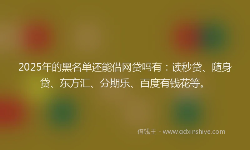 2025年的黑名单还能借网贷吗有：读秒贷、随身贷、东方汇、分期乐、百度有钱花等。