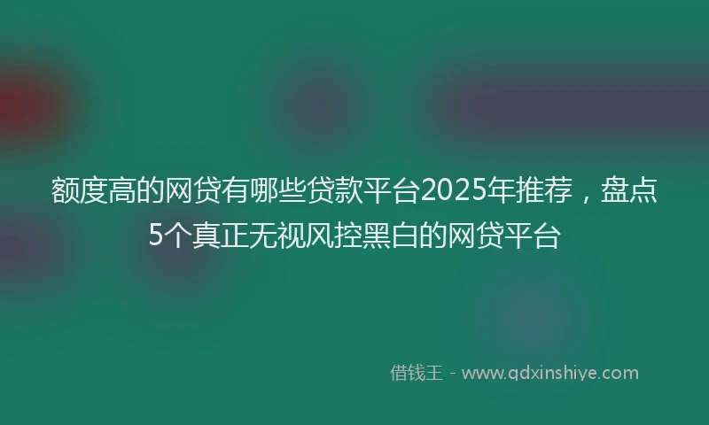 额度高的网贷有哪些贷款平台2025年推荐，盘点5个真正无视风控黑白的网贷平台