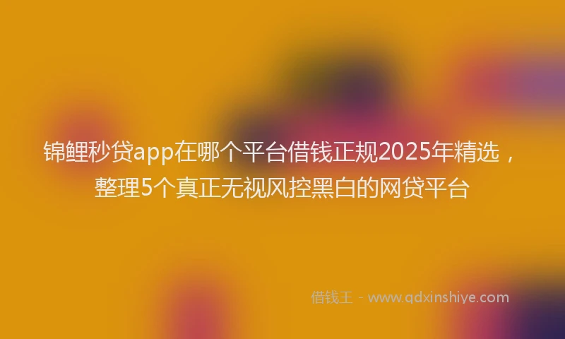 锦鲤秒贷app在哪个平台借钱正规2025年精选，整理5个真正无视风控黑白的网贷平台