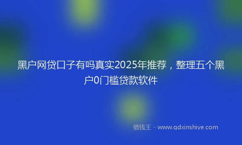 黑户网贷口子有吗真实2025年推荐，整理五个黑户0门槛贷款软件