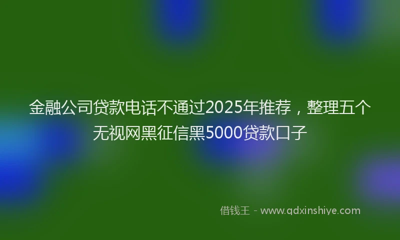 金融公司贷款电话不通过2025年推荐，整理五个无视网黑征信黑5000贷款口子