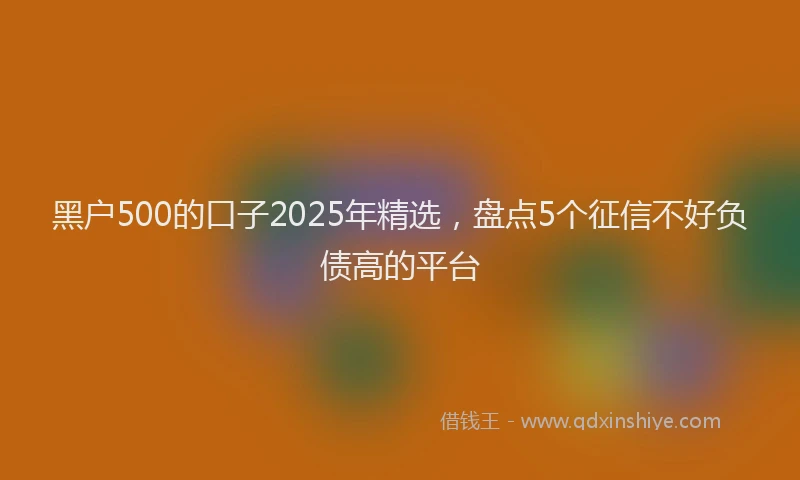 黑户500的口子2025年精选，盘点5个征信不好负债高的平台