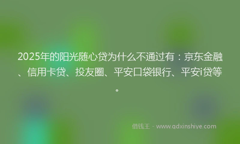 2025年的阳光随心贷为什么不通过有：京东金融、信用卡贷、投友圈、平安口袋银行、平安i贷等。
