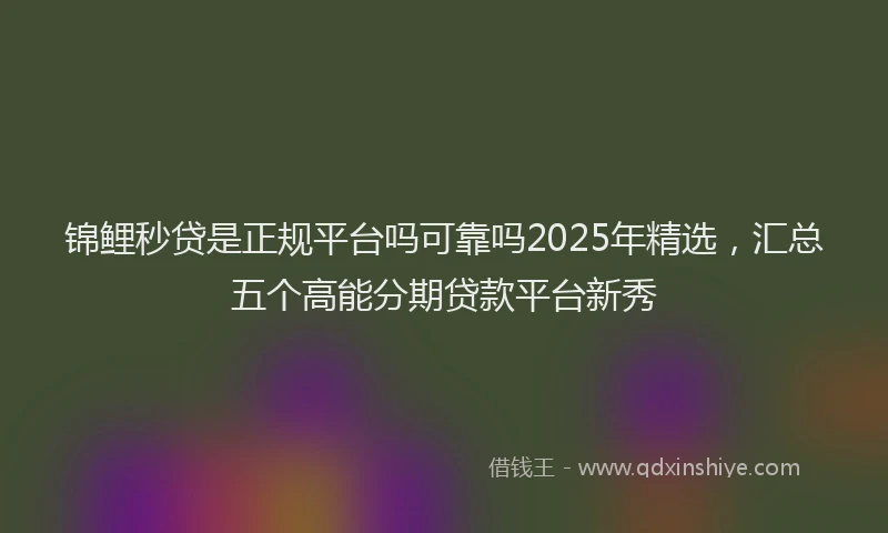 锦鲤秒贷是正规平台吗可靠吗2025年精选，汇总五个高能分期贷款平台新秀