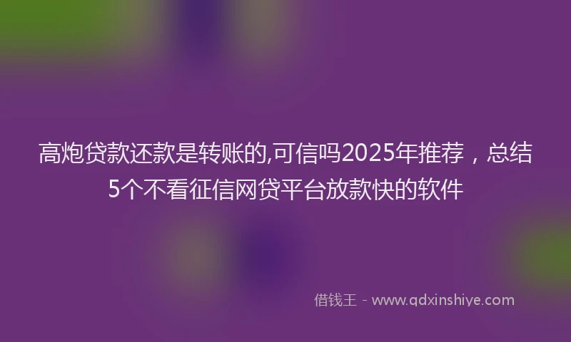 高炮贷款还款是转账的,可信吗2025年推荐，总结5个不看征信网贷平台放款快的软件
