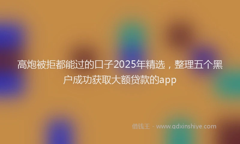 高炮被拒都能过的口子2025年精选，整理五个黑户成功获取大额贷款的app