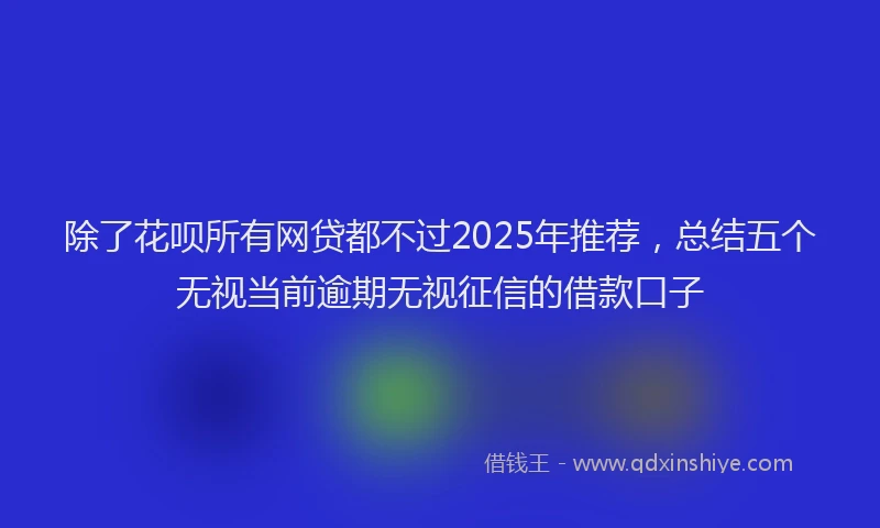 除了花呗所有网贷都不过2025年推荐，总结五个无视当前逾期无视征信的借款口子
