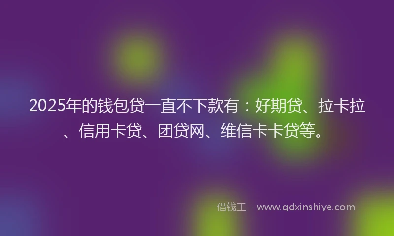 2025年的钱包贷一直不下款有：好期贷、拉卡拉、信用卡贷、团贷网、维信卡卡贷等。