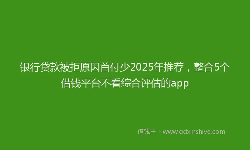 银行贷款被拒原因首付少2025年推荐，整合5个借钱平台不看综合评估的app