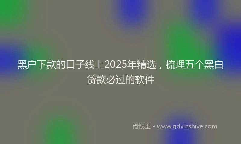 黑户下款的口子线上2025年精选，梳理五个黑白贷款必过的软件