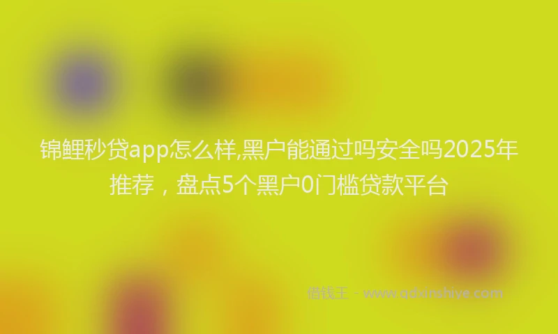 锦鲤秒贷app怎么样,黑户能通过吗安全吗2025年推荐，盘点5个黑户0门槛贷款平台