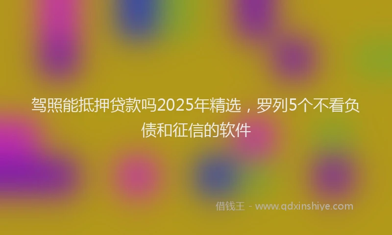 驾照能抵押贷款吗2025年精选，罗列5个不看负债和征信的软件