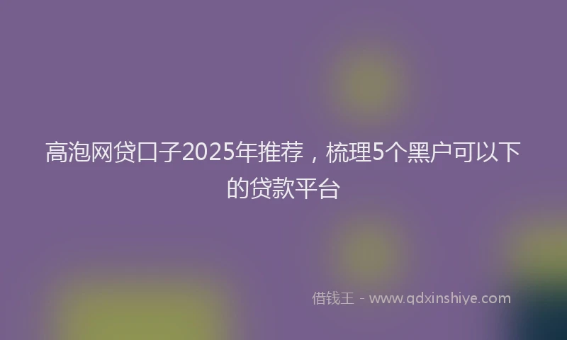 高泡网贷口子2025年推荐，梳理5个黑户可以下的贷款平台