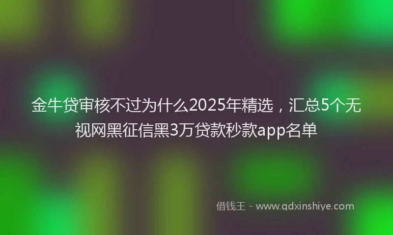 金牛贷审核不过为什么2025年精选，汇总5个无视网黑征信黑3万贷款秒款app名单