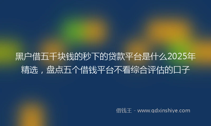 黑户借五千块钱的秒下的贷款平台是什么2025年精选，盘点五个借钱平台不看综合评估的口子