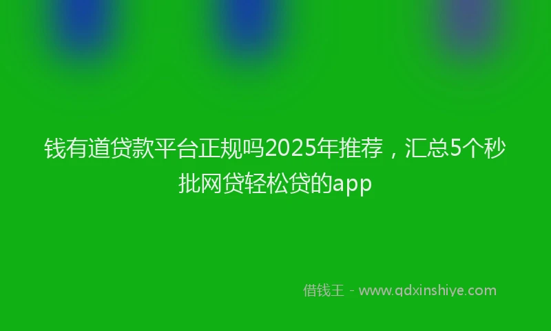 钱有道贷款平台正规吗2025年推荐，汇总5个秒批网贷轻松贷的app