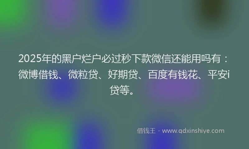 2025年的黑户烂户必过秒下款微信还能用吗有：微博借钱、微粒贷、好期贷、百度有钱花、平安i贷等。