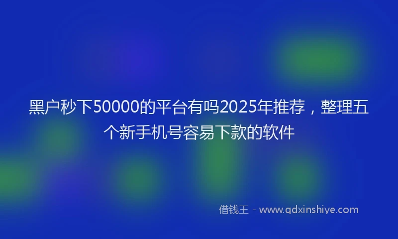 黑户秒下50000的平台有吗2025年推荐，整理五个新手机号容易下款的软件