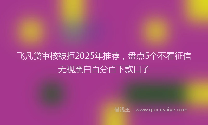 飞凡贷审核被拒2025年推荐，盘点5个不看征信无视黑白百分百下款口子