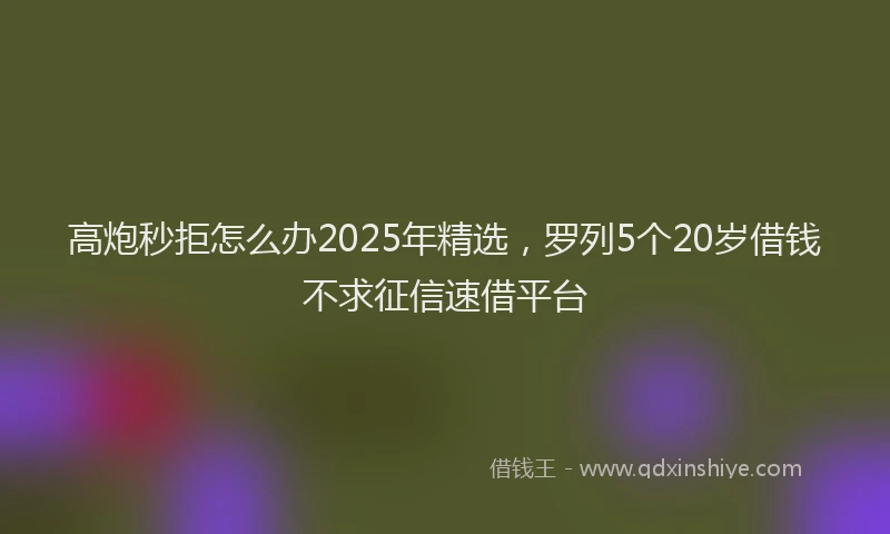 高炮秒拒怎么办2025年精选，罗列5个20岁借钱不求征信速借平台