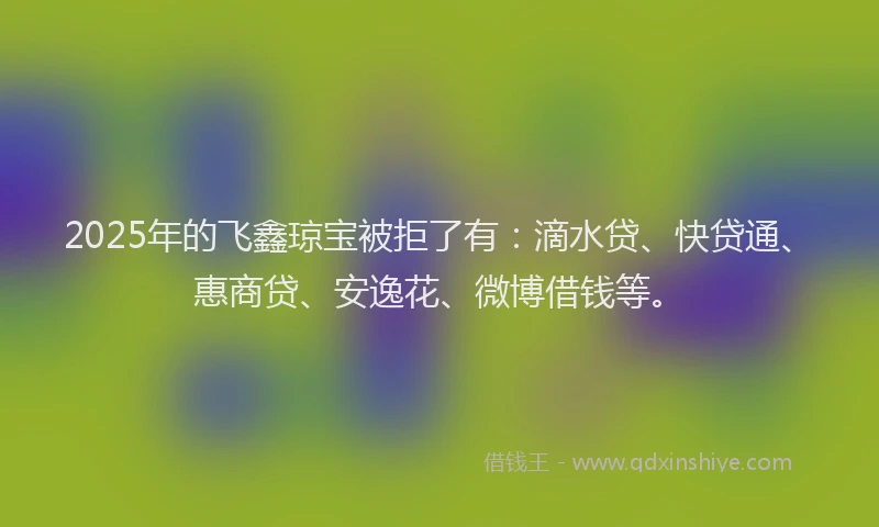 2025年的飞鑫琼宝被拒了有：滴水贷、快贷通、惠商贷、安逸花、微博借钱等。
