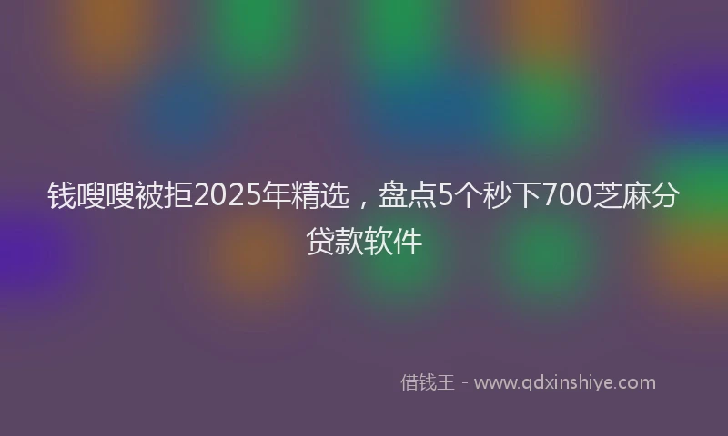 钱嗖嗖被拒2025年精选，盘点5个秒下700芝麻分贷款软件