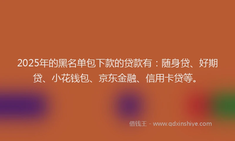 2025年的黑名单包下款的贷款有：随身贷、好期贷、小花钱包、京东金融、信用卡贷等。