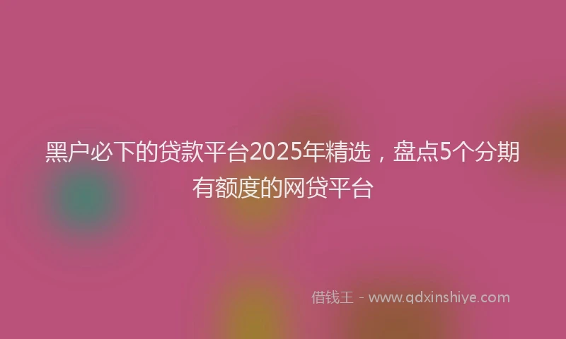 黑户必下的贷款平台2025年精选，盘点5个分期有额度的网贷平台