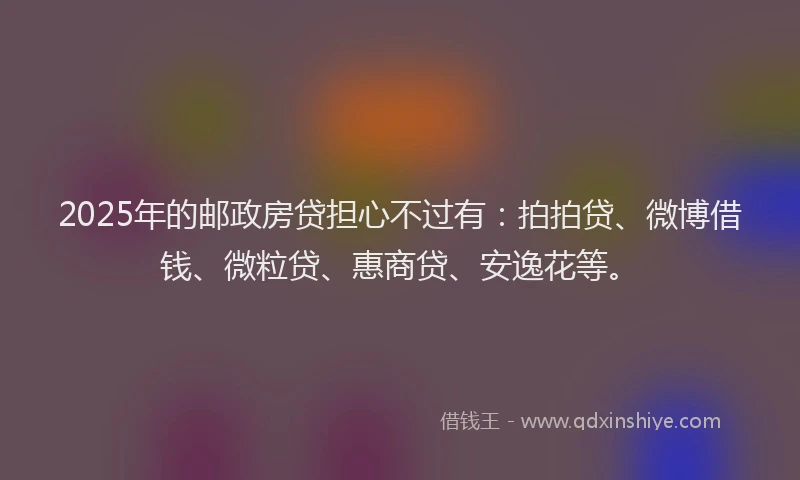 2025年的邮政房贷担心不过有：拍拍贷、微博借钱、微粒贷、惠商贷、安逸花等。