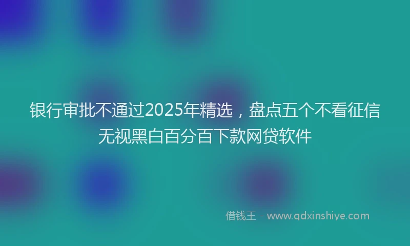 银行审批不通过2025年精选，盘点五个不看征信无视黑白百分百下款网贷软件