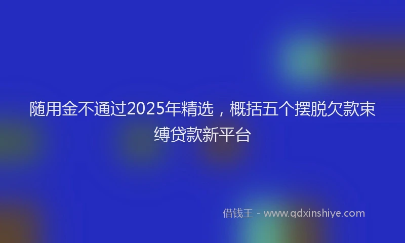 随用金不通过2025年精选，概括五个摆脱欠款束缚贷款新平台