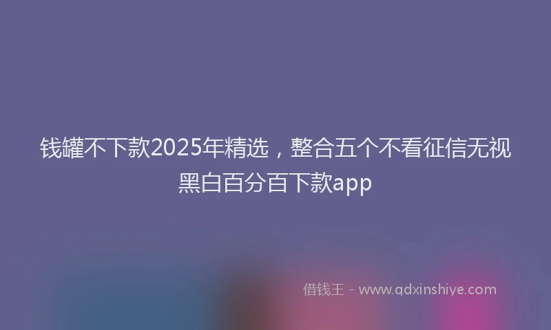 钱罐不下款2025年精选，整合五个不看征信无视黑白百分百下款app