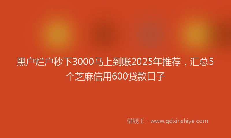 黑户烂户秒下3000马上到账2025年推荐，汇总5个芝麻信用600贷款口子