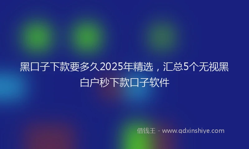 黑口子下款要多久2025年精选，汇总5个无视黑白户秒下款口子软件