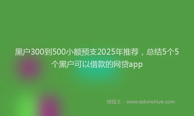 黑户300到500小额预支2025年推荐，总结5个5个黑户可以借款的网贷app