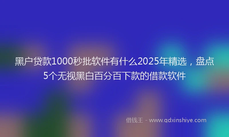 黑户贷款1000秒批软件有什么2025年精选，盘点5个无视黑白百分百下款的借款软件
