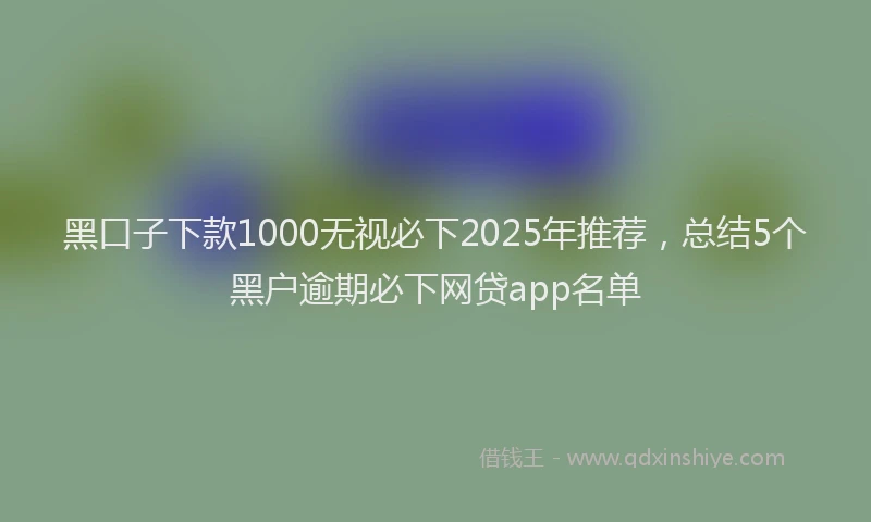 黑口子下款1000无视必下2025年推荐，总结5个黑户逾期必下网贷app名单