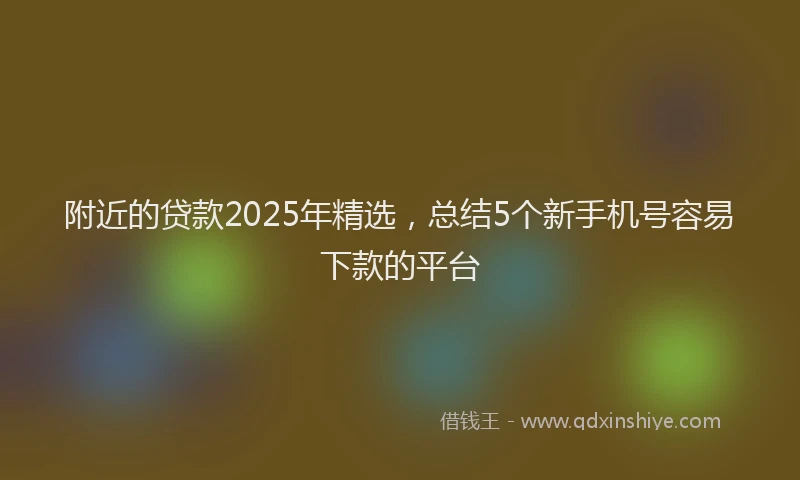 附近的贷款2025年精选，总结5个新手机号容易下款的平台