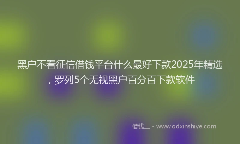 黑户不看征信借钱平台什么最好下款2025年精选，罗列5个无视黑户百分百下款软件