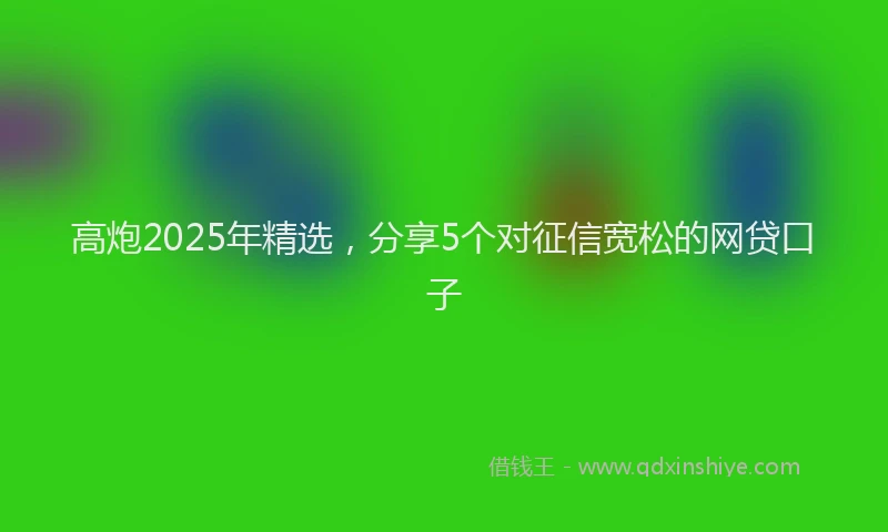 高炮2025年精选，分享5个对征信宽松的网贷口子