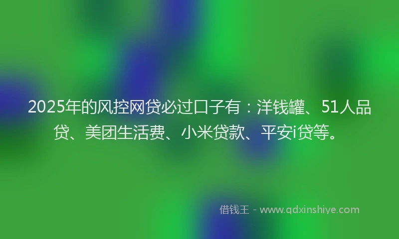 2025年的风控网贷必过口子有：洋钱罐、51人品贷、美团生活费、小米贷款、平安i贷等。