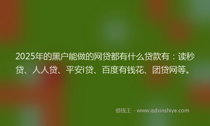 2025年的黑户能做的网贷都有什么贷款有：读秒贷、人人贷、平安i贷、百度有钱花、团贷网等。