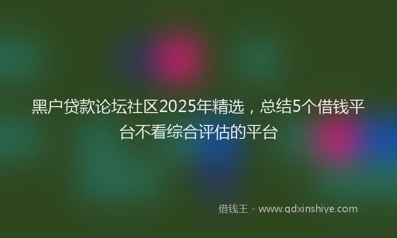 黑户贷款论坛社区2025年精选，总结5个借钱平台不看综合评估的平台