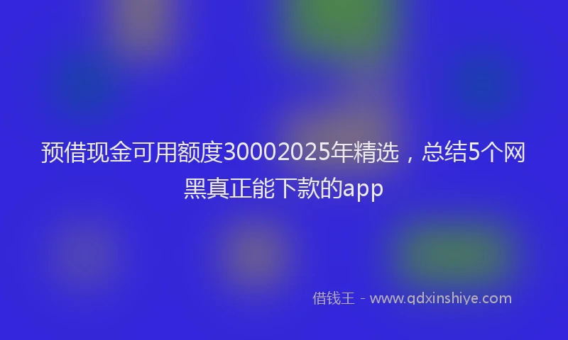 预借现金可用额度30002025年精选，总结5个网黑真正能下款的app