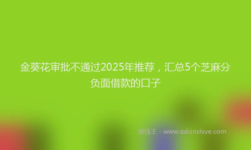 金葵花审批不通过2025年推荐，汇总5个芝麻分负面借款的口子