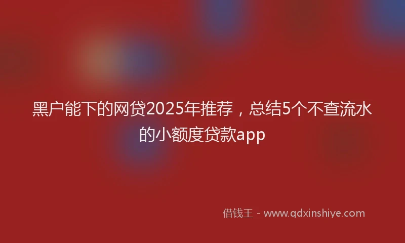 黑户能下的网贷2025年推荐，总结5个不查流水的小额度贷款app