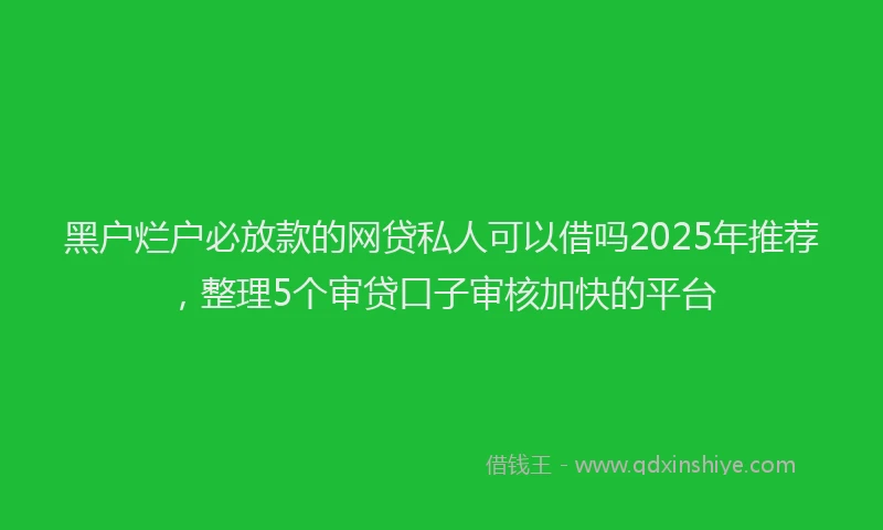 黑户烂户必放款的网贷私人可以借吗2025年推荐，整理5个审贷口子审核加快的平台