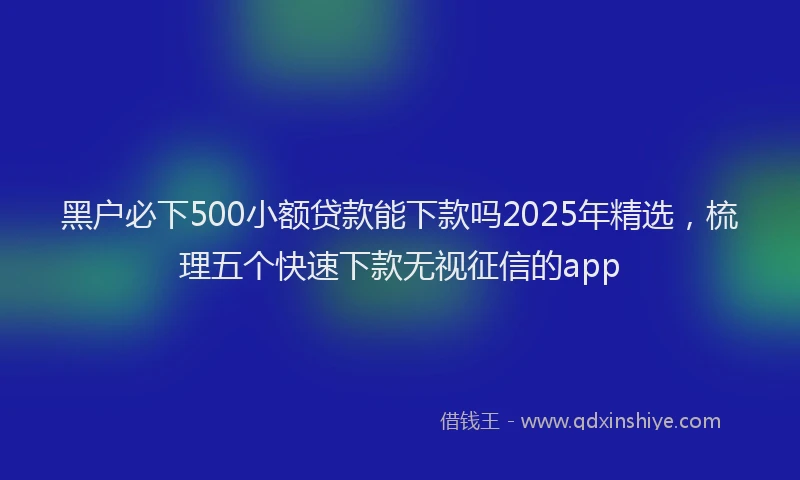 黑户必下500小额贷款能下款吗2025年精选，梳理五个快速下款无视征信的app